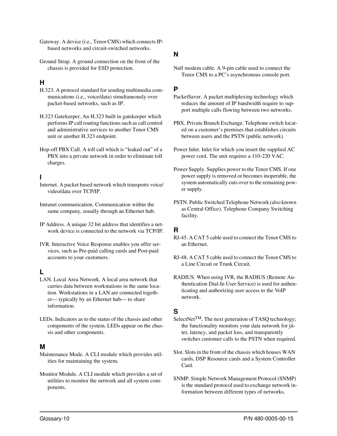 HP 480-0005-00-15 manual Glossary-10 