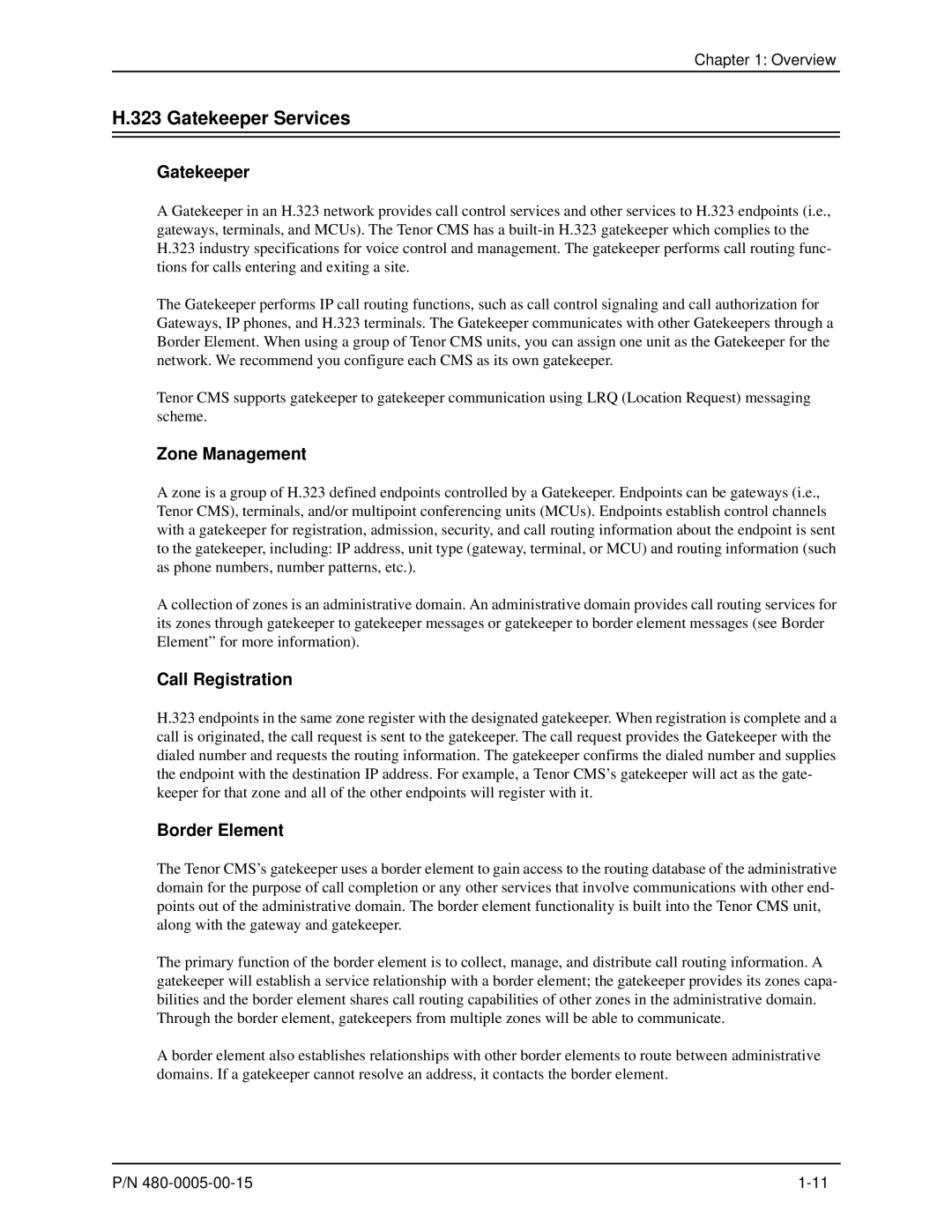 HP 480-0005-00-15 manual Gatekeeper Services, Zone Management, Call Registration, Border Element 