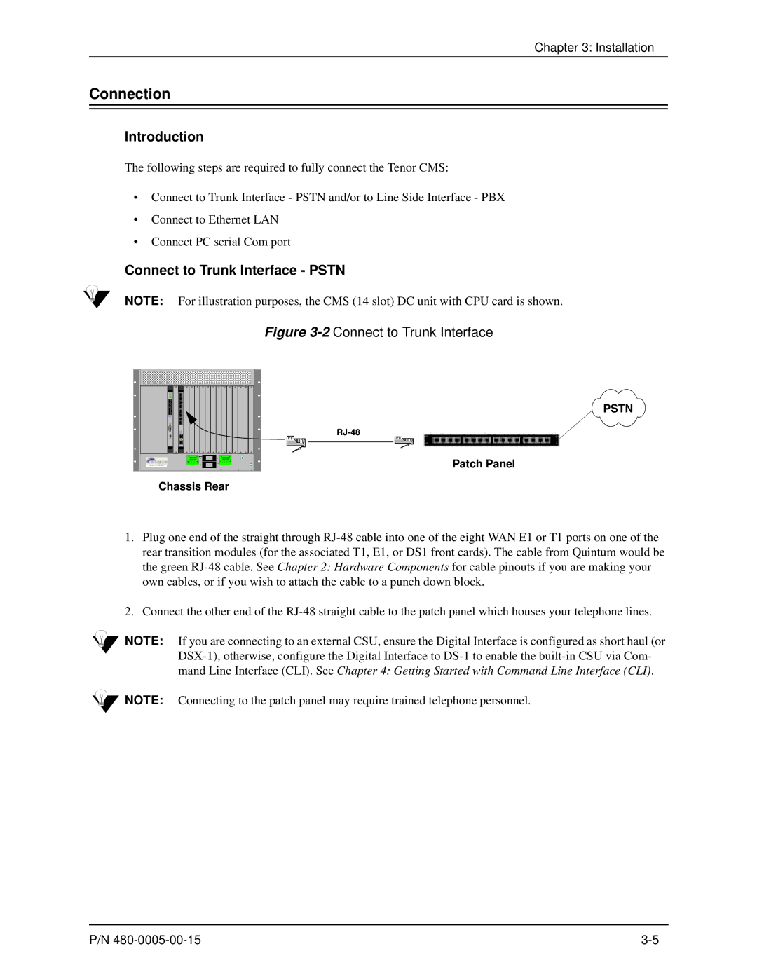 HP 480-0005-00-15 manual Connection, Introduction, Connect to Trunk Interface Pstn 