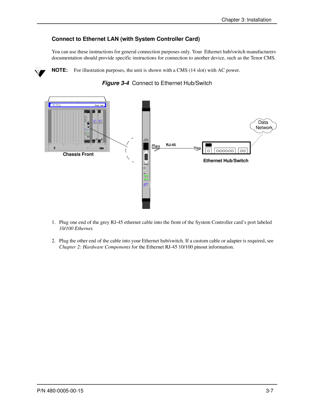 HP 480-0005-00-15 manual Connect to Ethernet LAN with System Controller Card, 4Connect to Ethernet Hub/Switch 