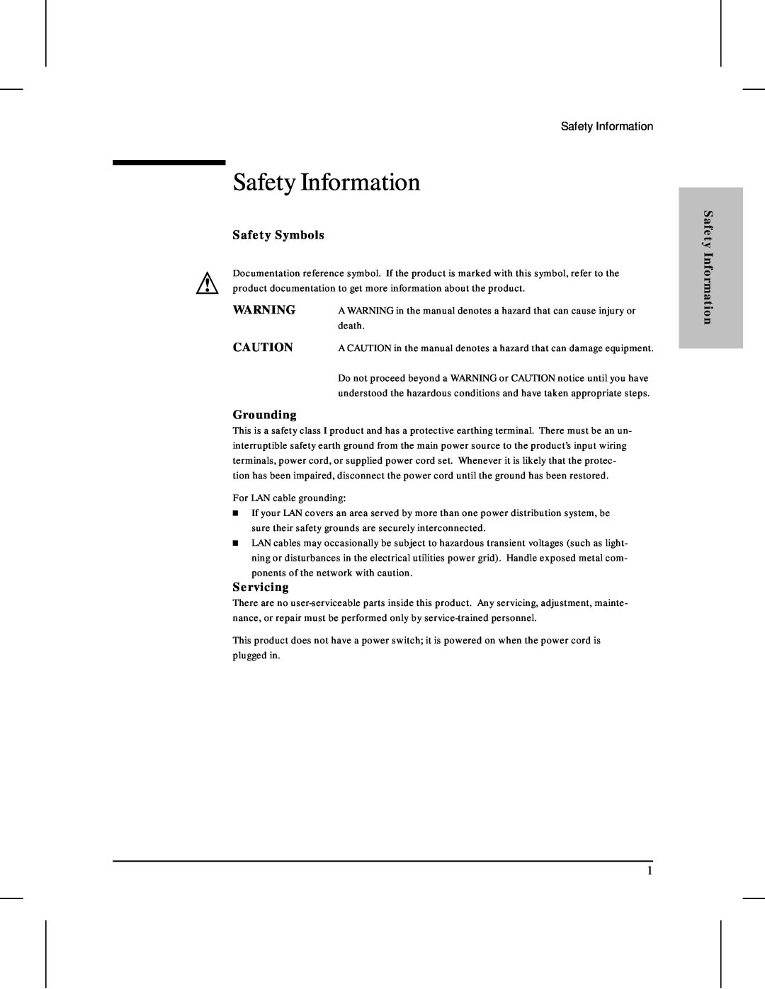 HP 480 manual Safety Information, Safety Symbols, Grounding, Servicing 