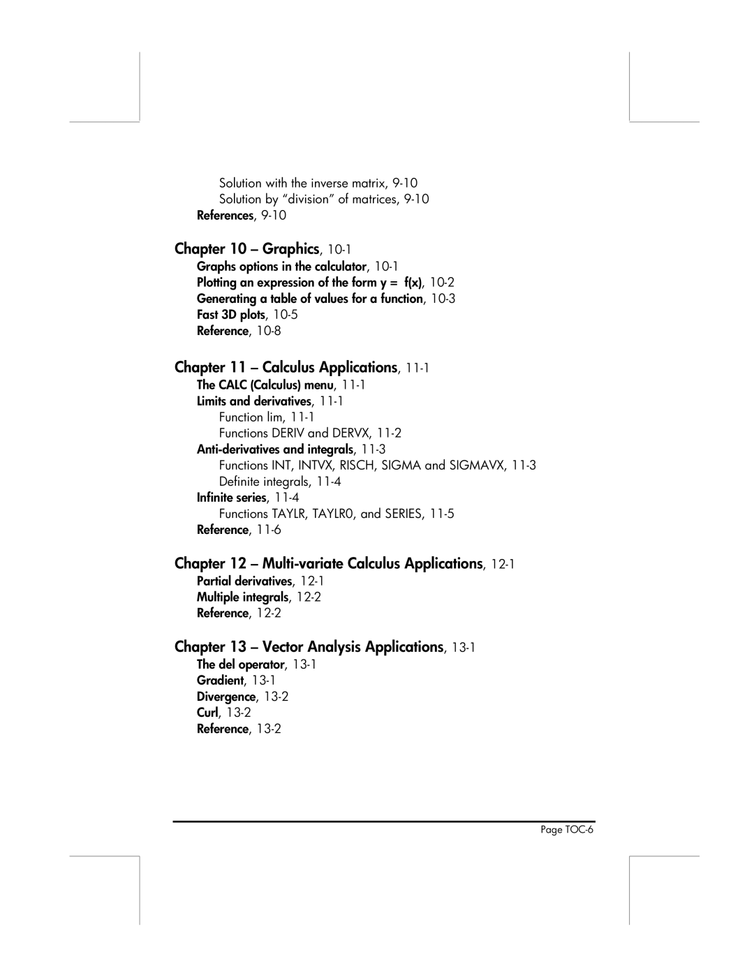 HP 49g manual Graphics, Multi-variate Calculus Applications, Vector Analysis Applications 