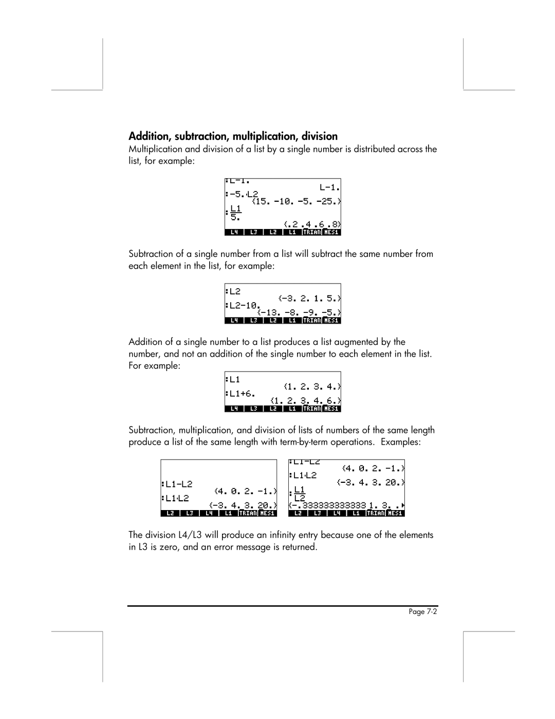 HP 49g manual Addition, subtraction, multiplication, division 