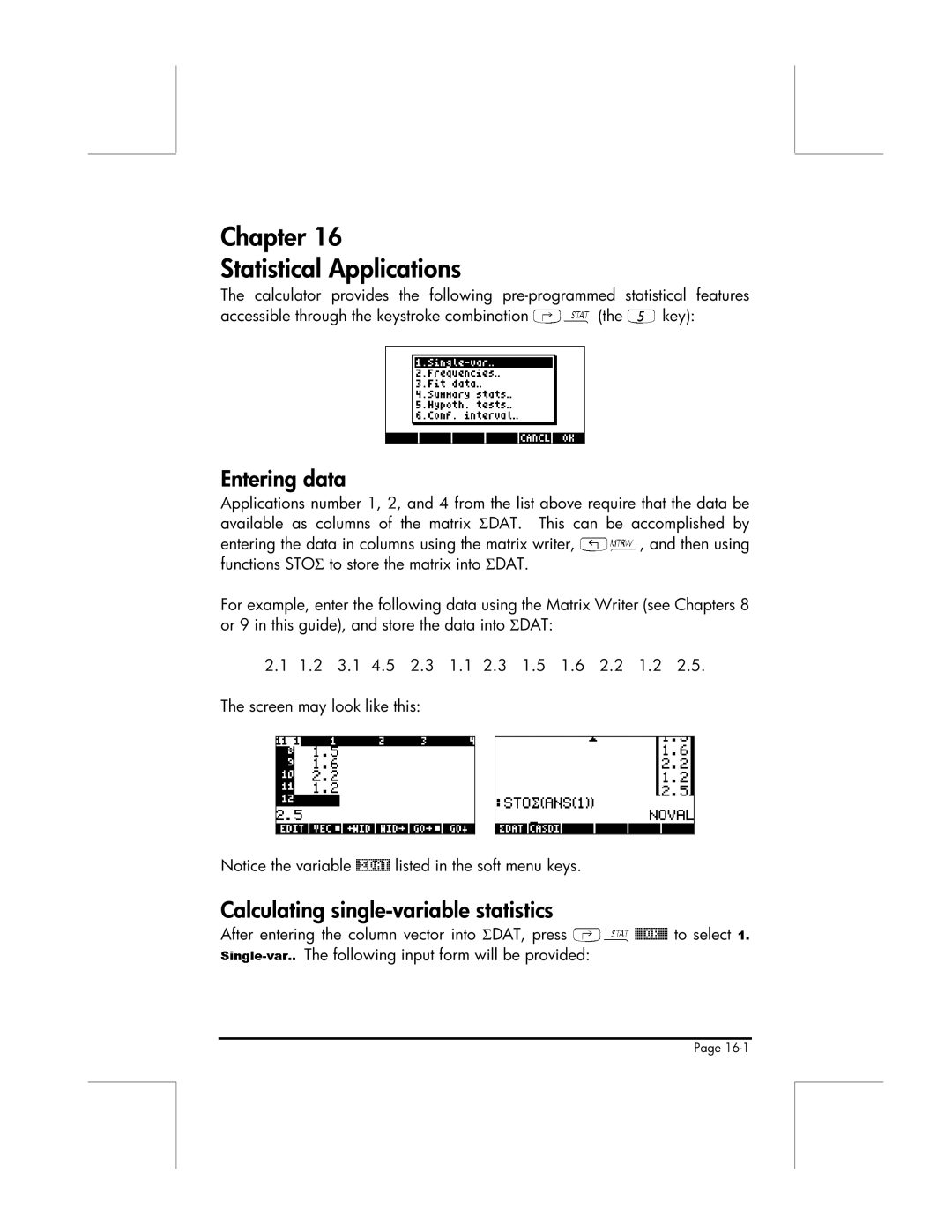 HP 49g manual Chapter Statistical Applications, Entering data‚Ù5 