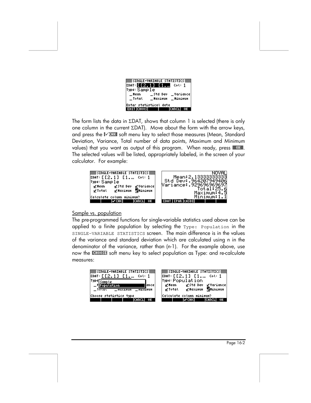 HP 49g manual Sample vs. population, Now 