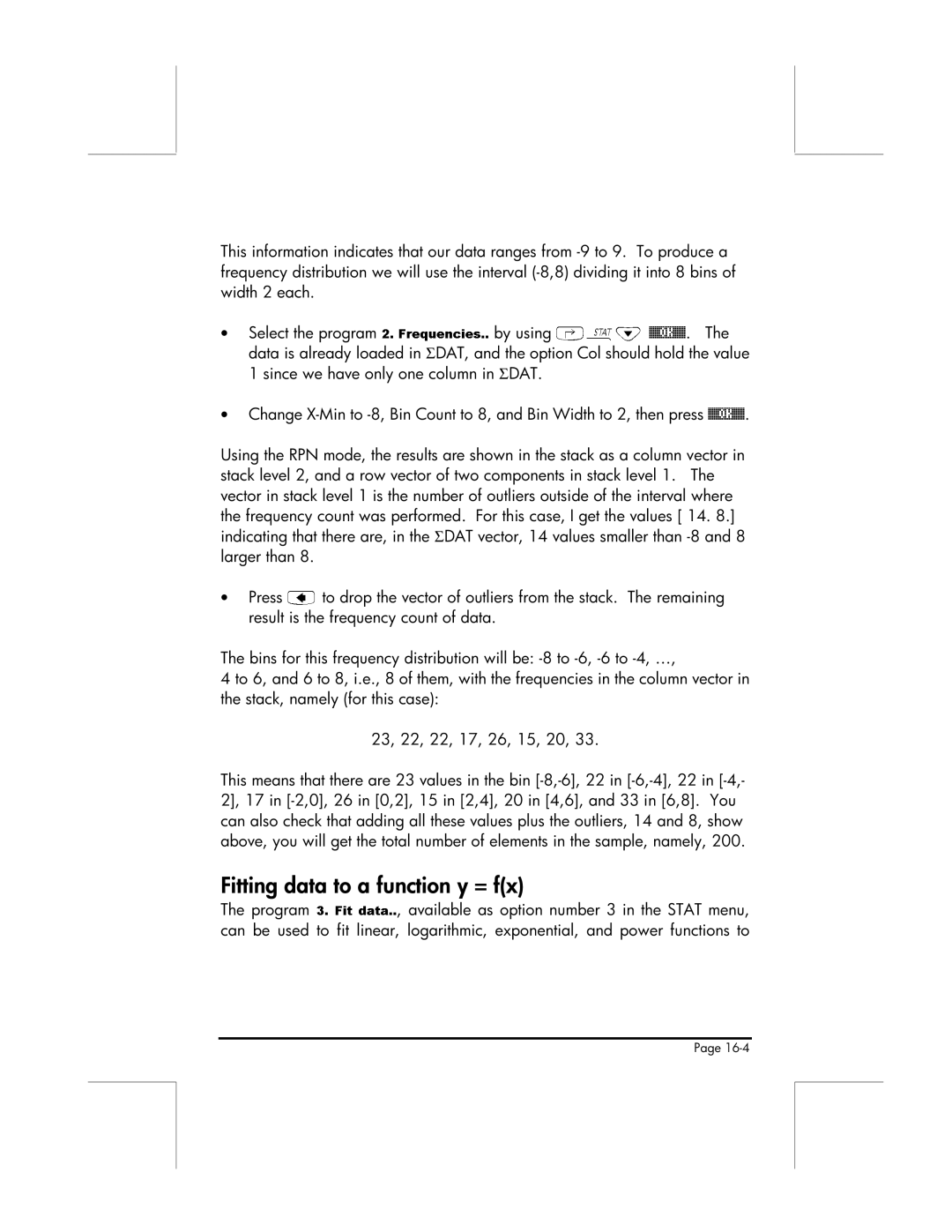 HP 49g manual Fitting data to a function y = fx, Ƒ3.Fitdata, Can be used 