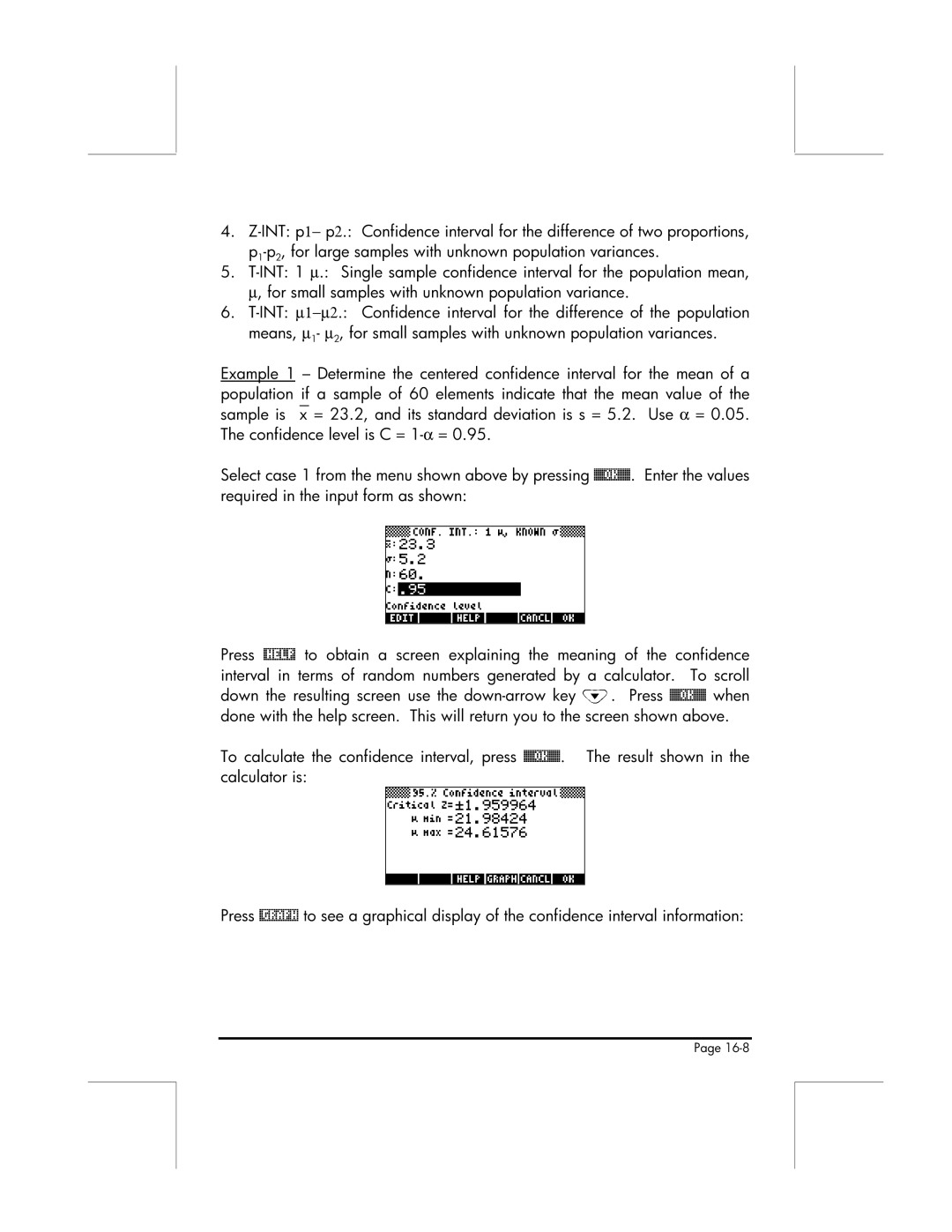 HP 49g manual @Graph, Interval information 