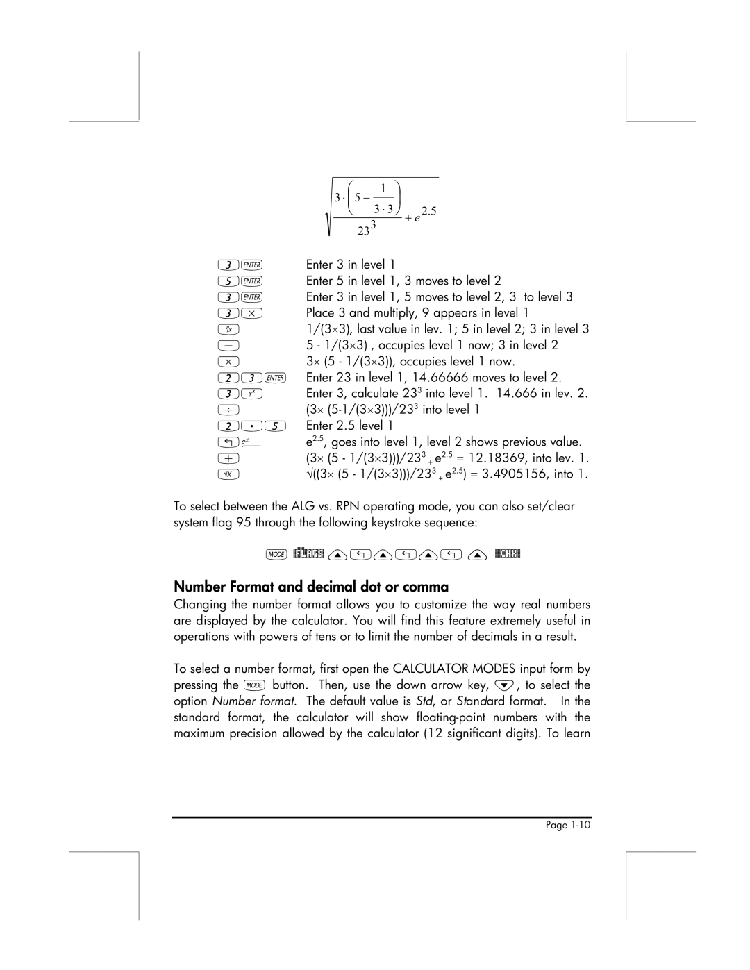 HP 49g manual Number Format and decimal dot or comma 