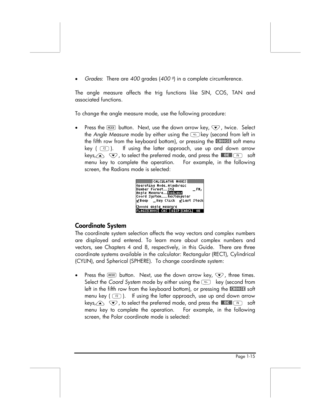 HP 49g manual Coordinate System 