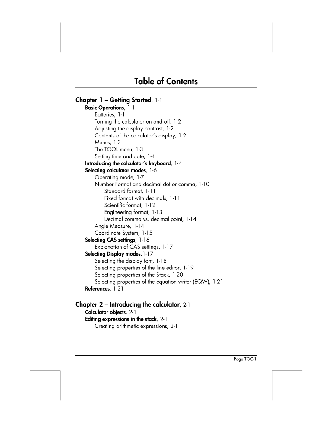 HP 49g manual Table of Contents 