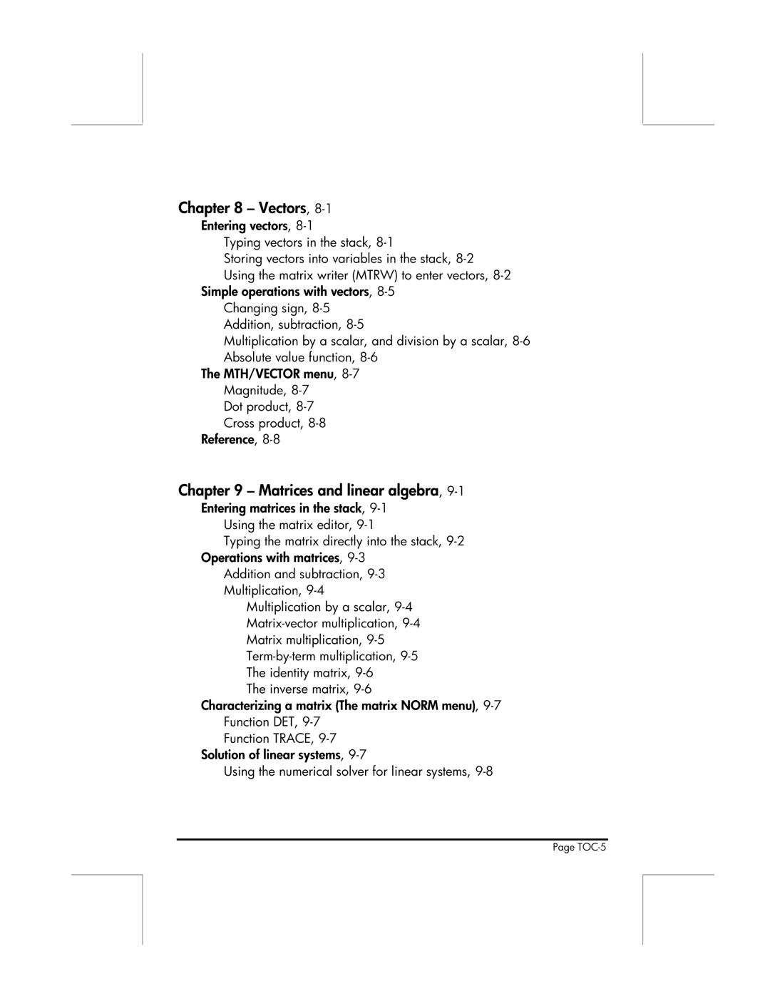 HP 49g manual Vectors, Matrices and linear algebra 