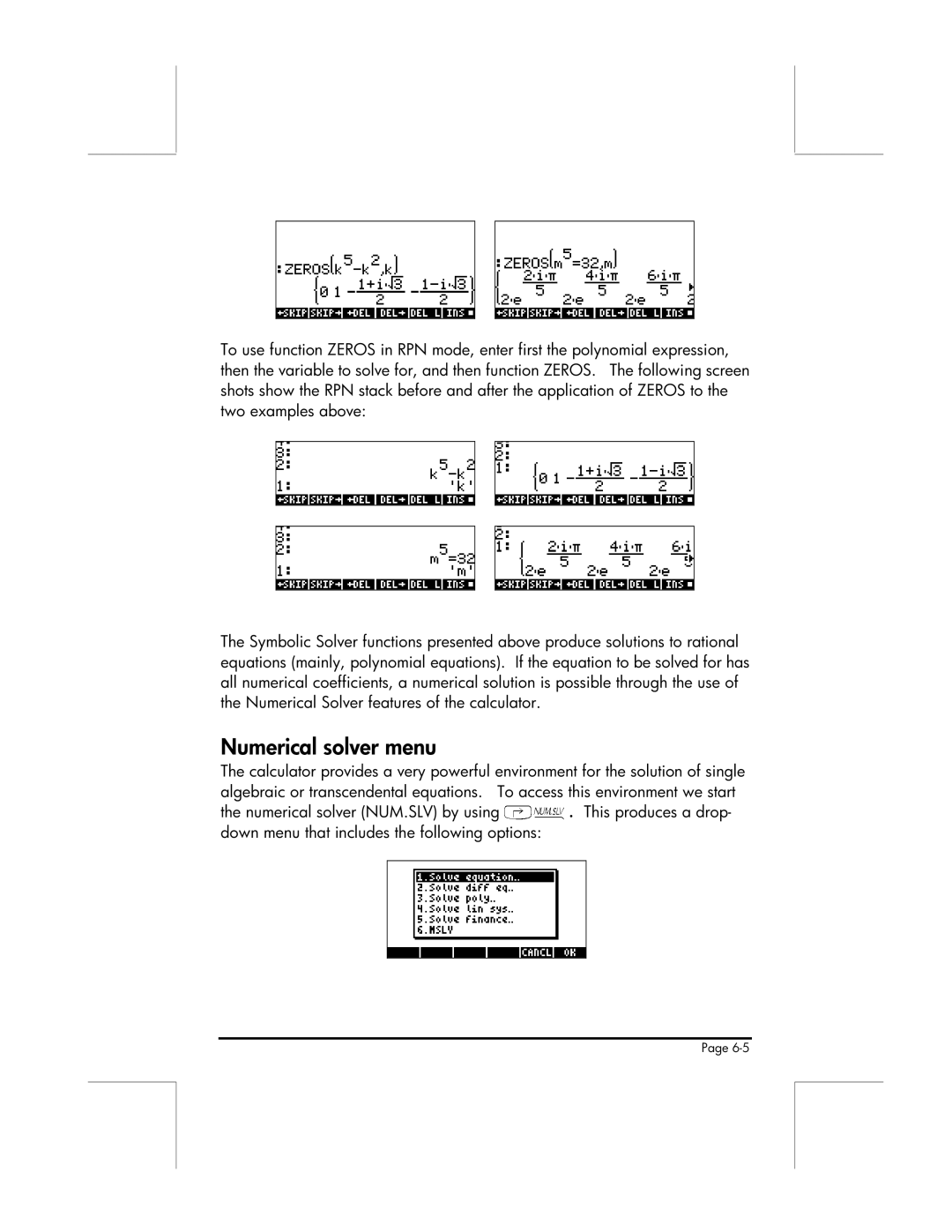 HP 49g manual Numerical solver menu 