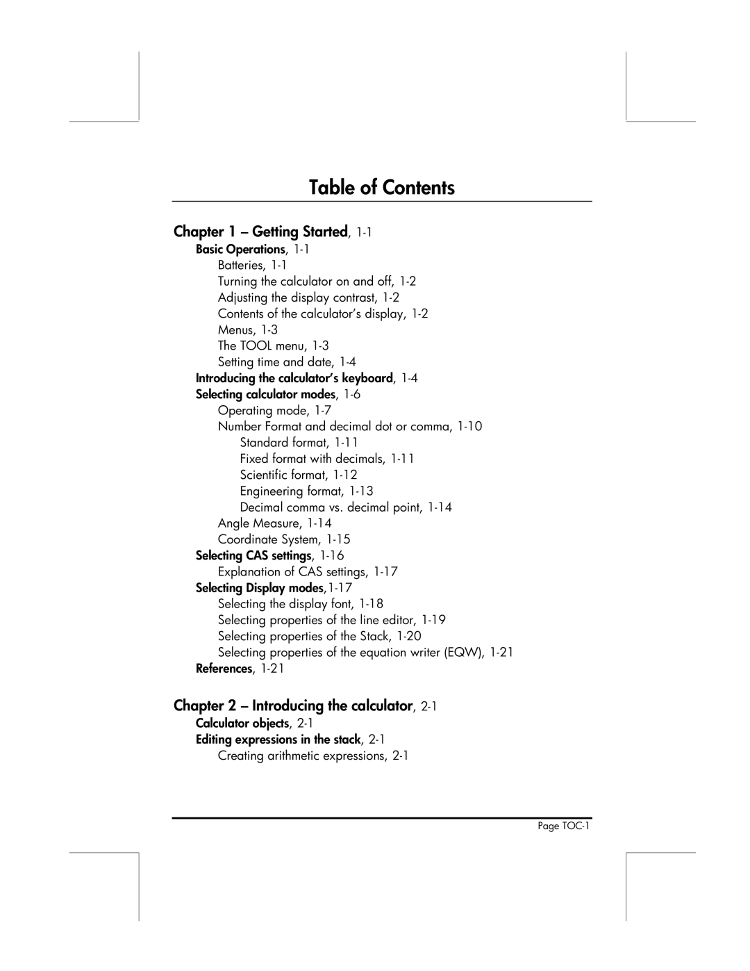 HP 49g manual Table of Contents 