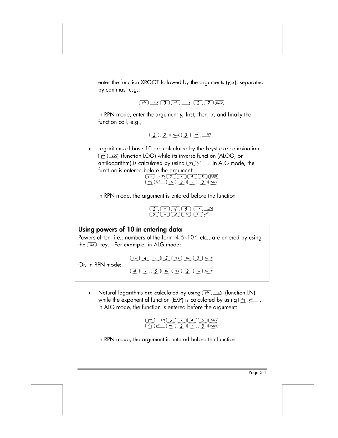 HP 49g manual Using powers of 10 in entering data 