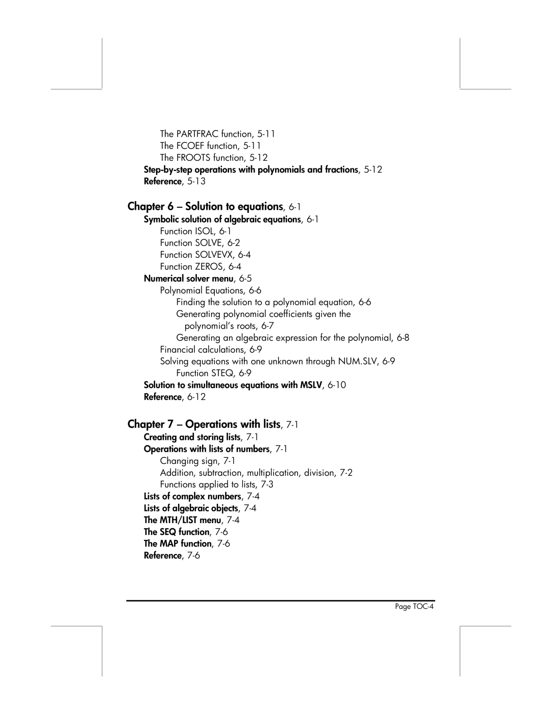 HP 49g manual Solution to equations, Operations with lists 