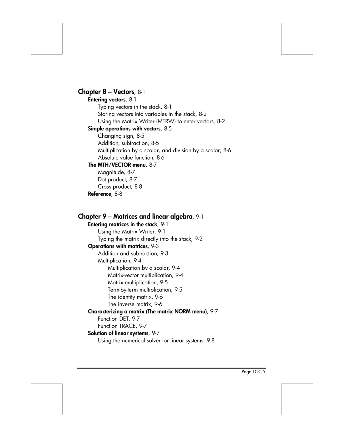 HP 49g manual Vectors, Matrices and linear algebra 