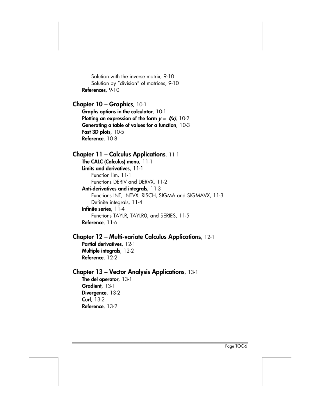 HP 49g manual Graphics, Multi-variate Calculus Applications, Vector Analysis Applications 