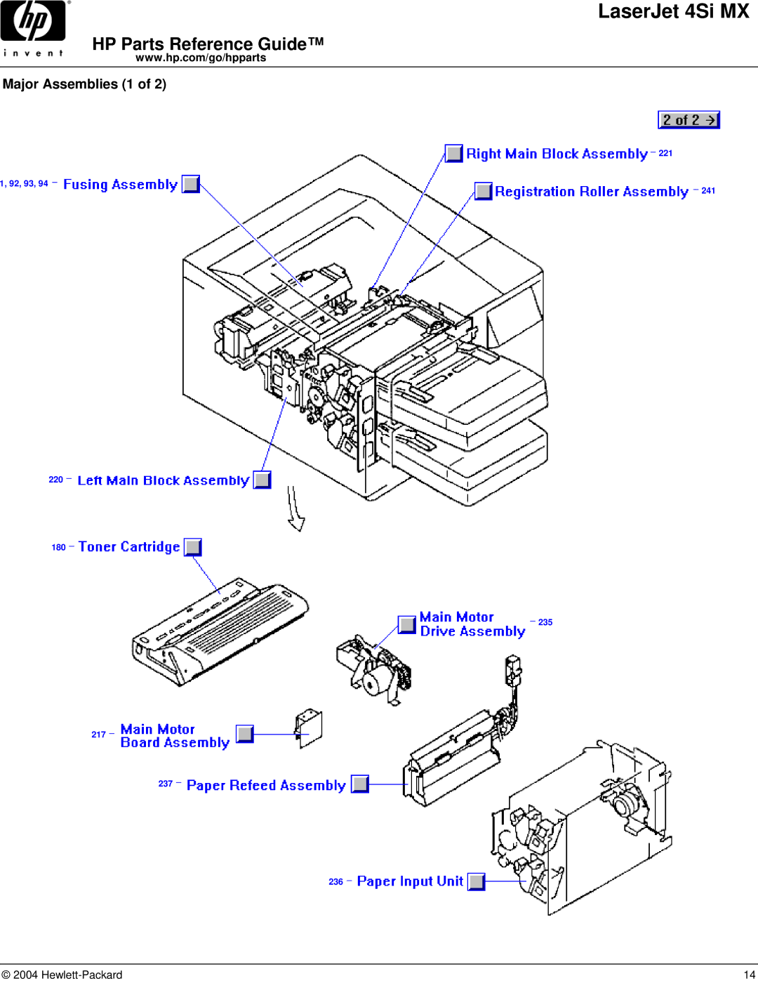 HP 4SI MX manual Major Assemblies 1 