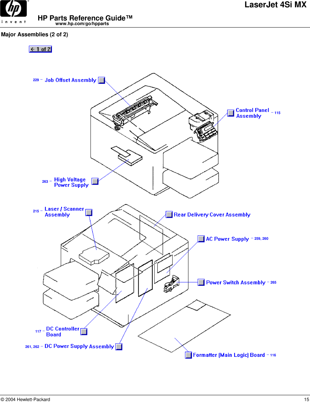 HP 4SI MX manual Major Assemblies 2 