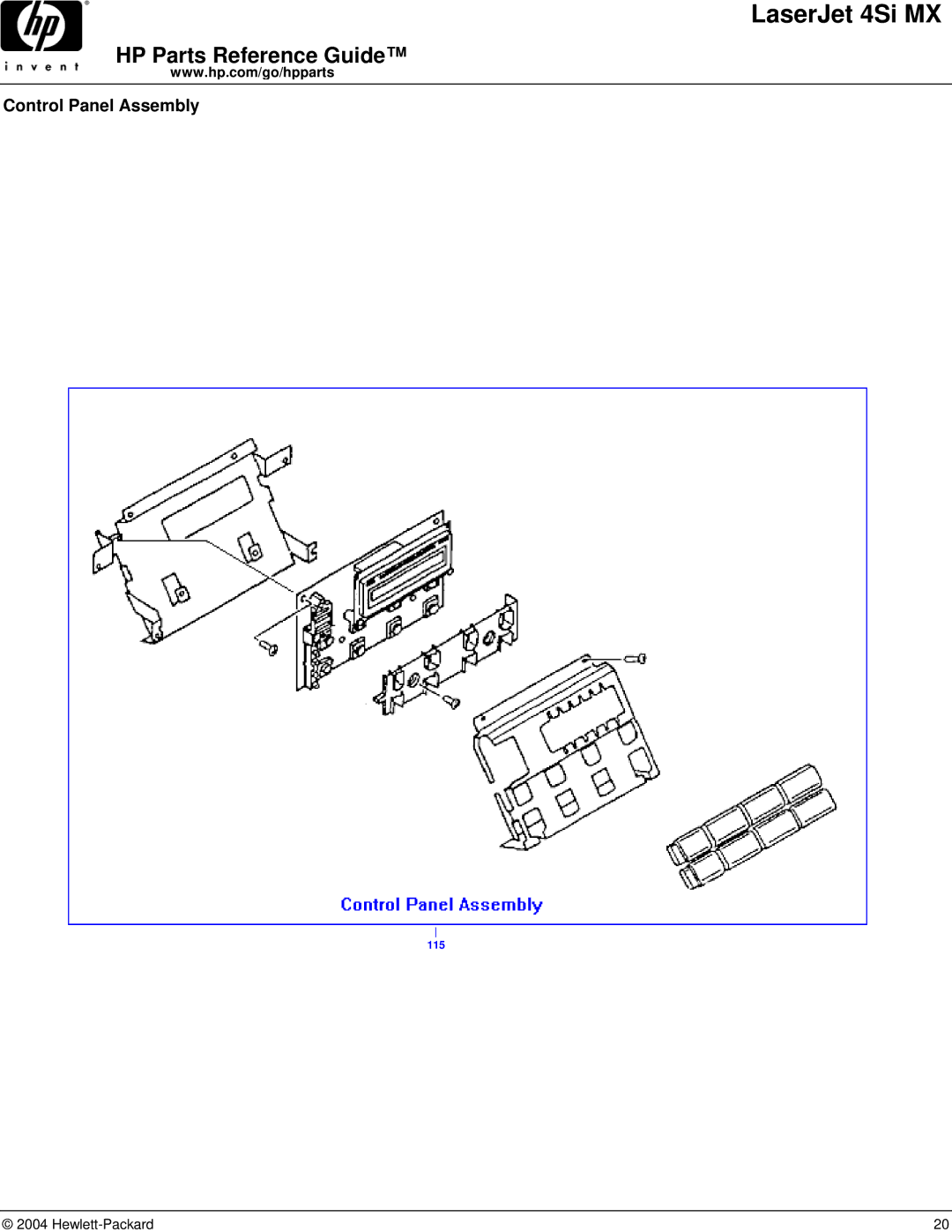 HP 4SI MX manual Control Panel Assembly 