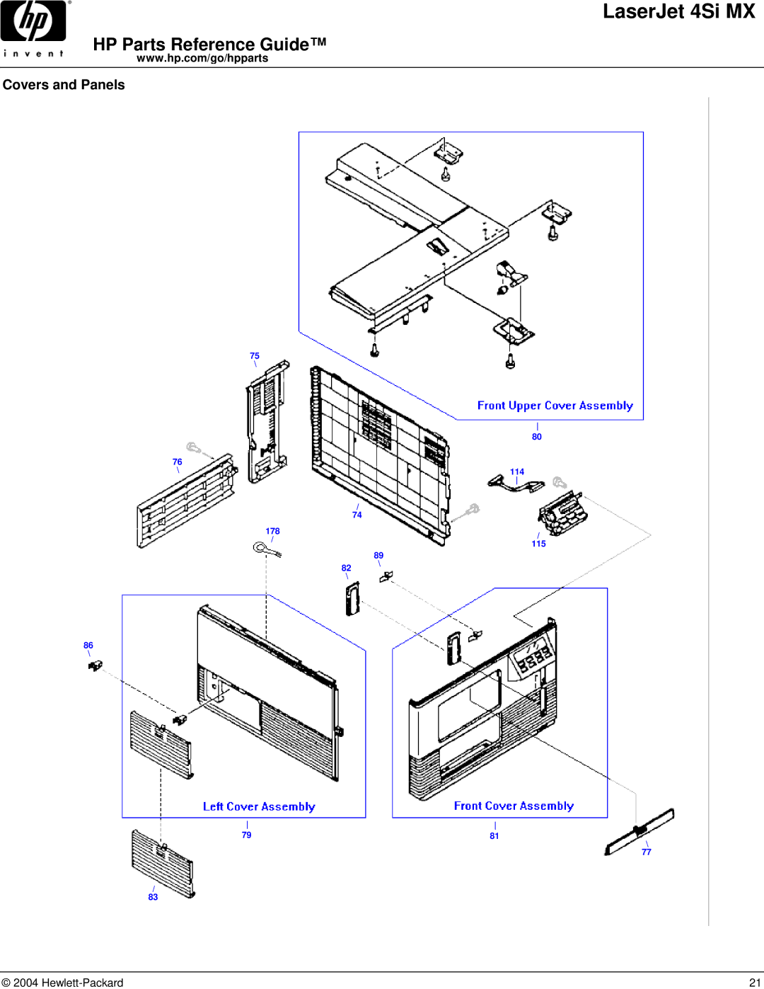 HP 4SI MX manual Covers and Panels 