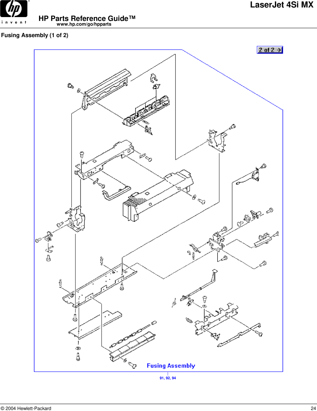 HP 4SI MX manual Fusing Assembly 1 