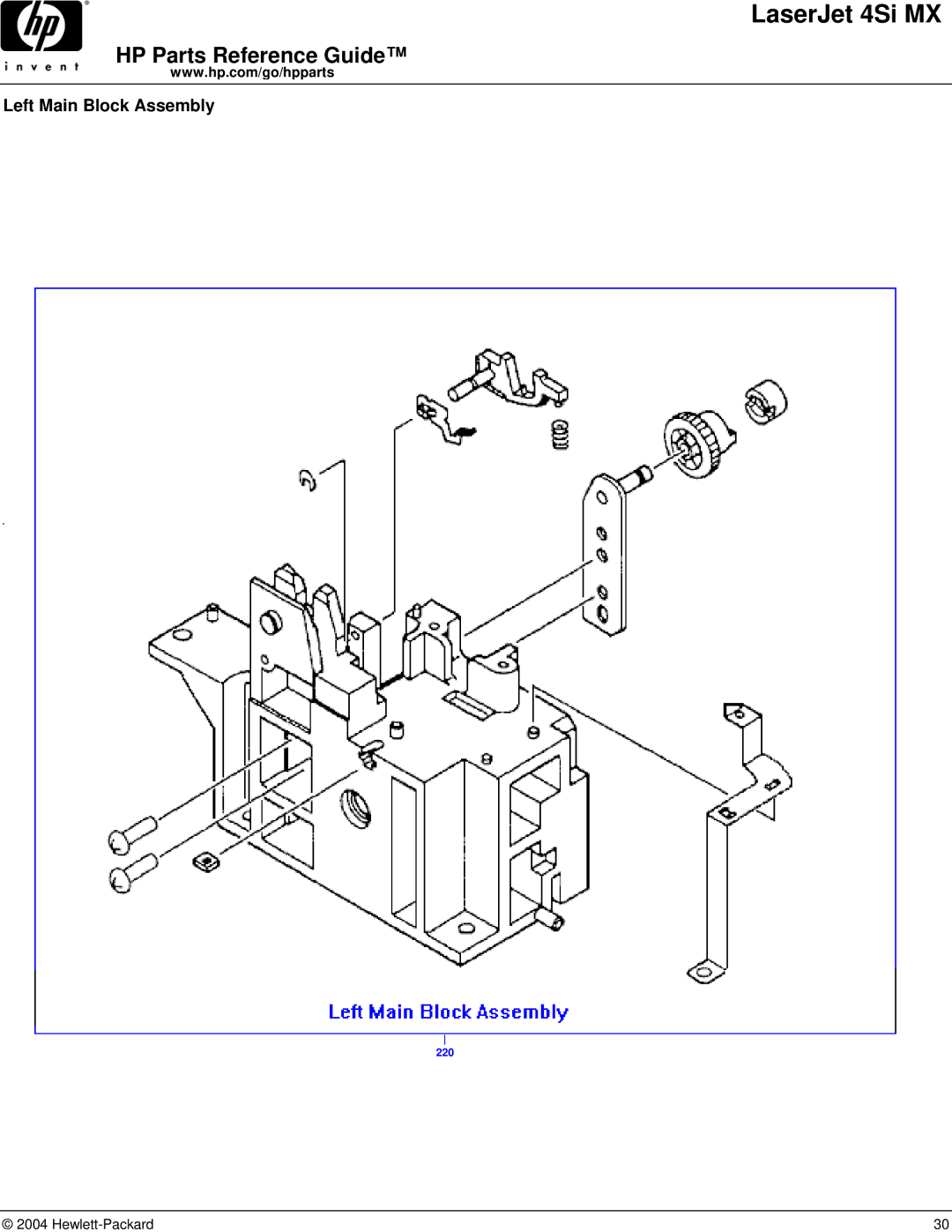 HP 4SI MX manual Left Main Block Assembly 