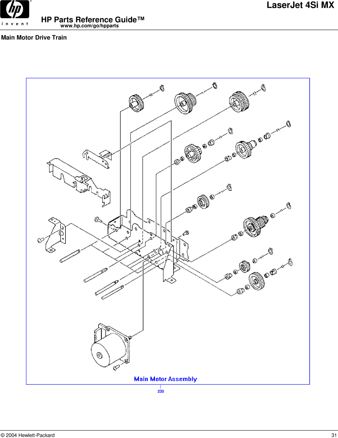 HP 4SI MX manual Main Motor Drive Train 