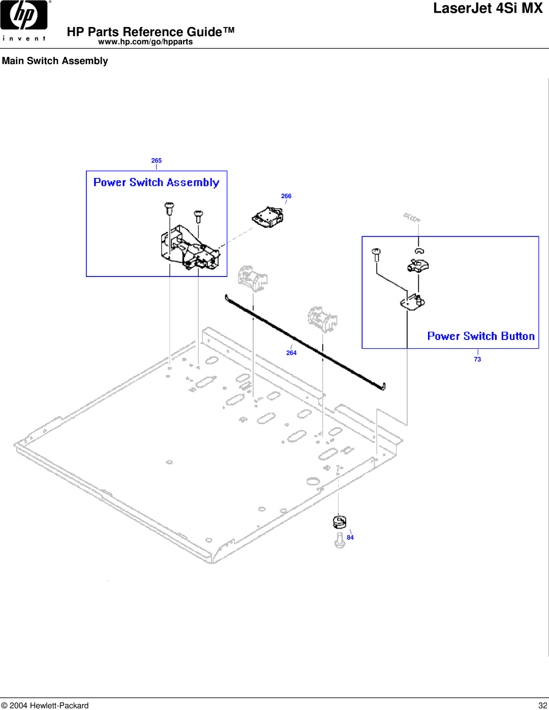 HP 4SI MX manual Main Switch Assembly 