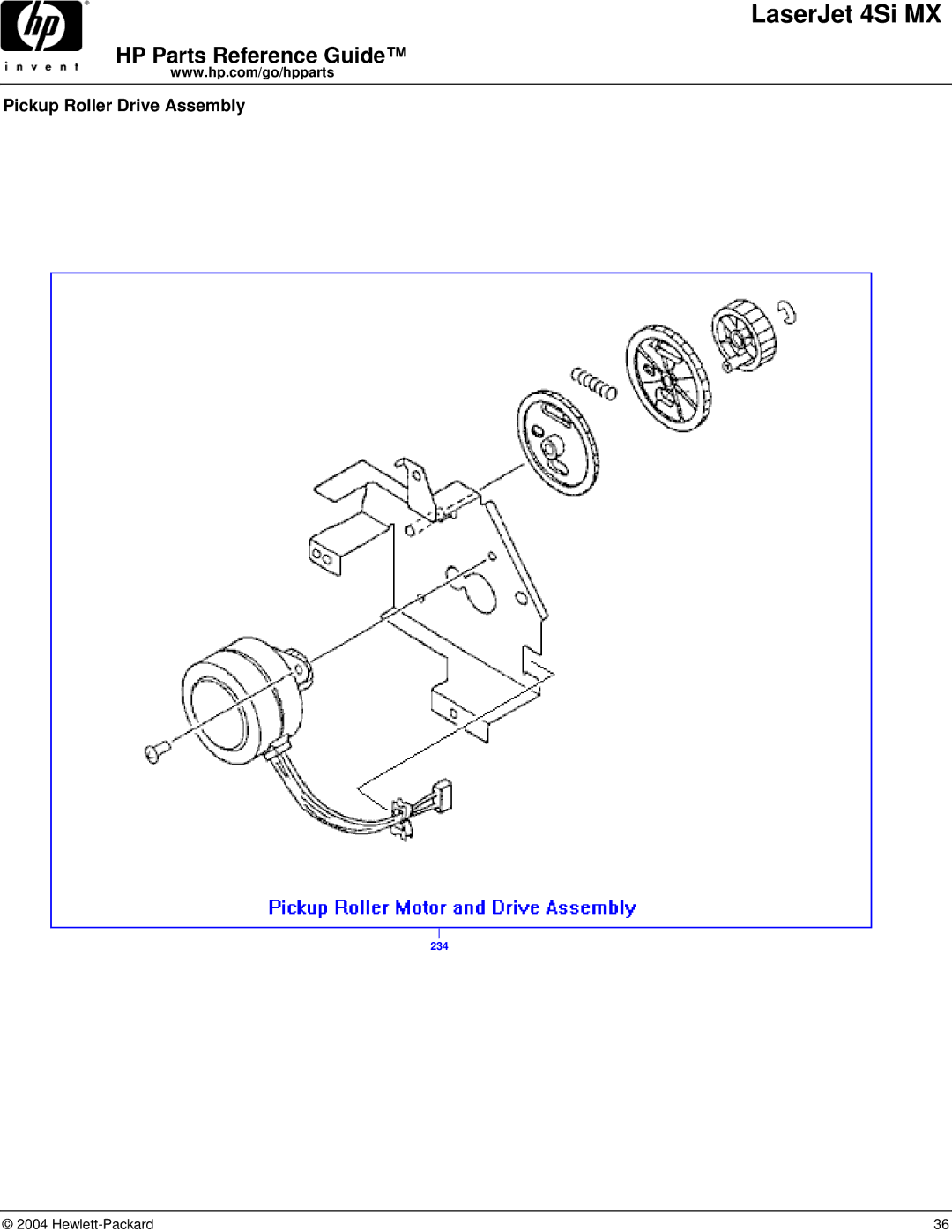 HP 4SI MX manual Pickup Roller Drive Assembly 