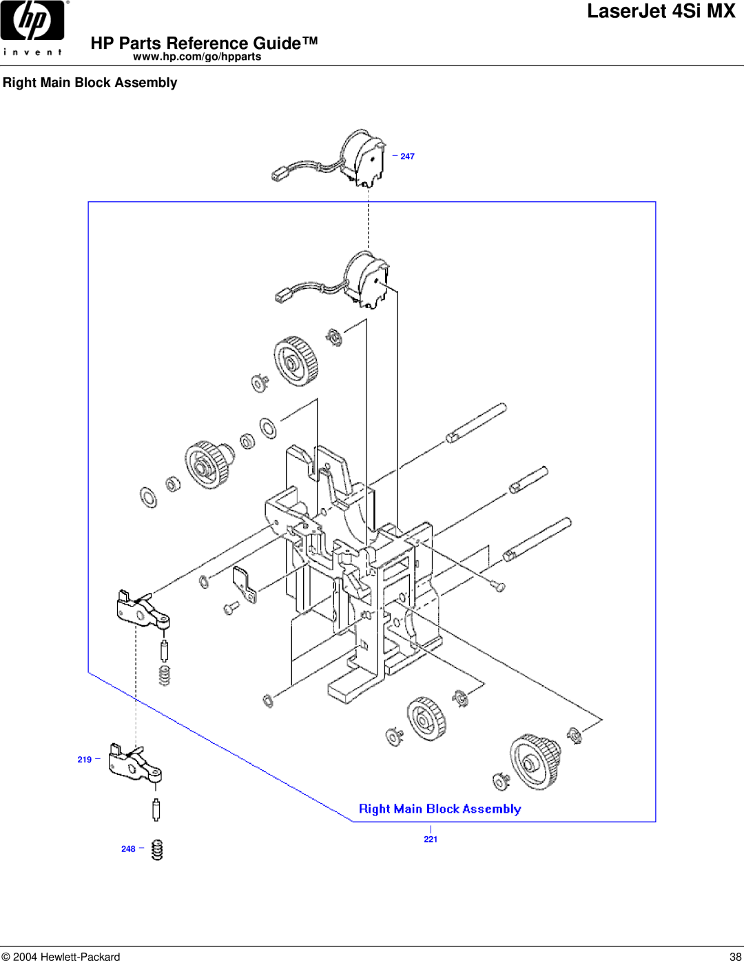 HP 4SI MX manual Right Main Block Assembly 