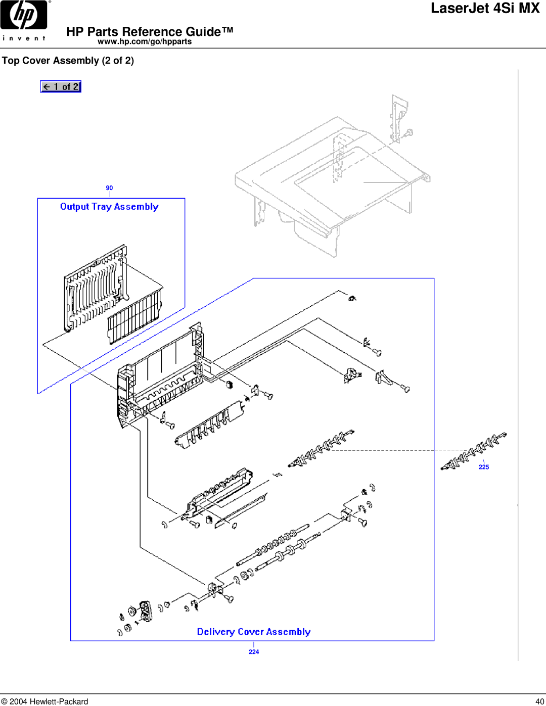 HP 4SI MX manual Top Cover Assembly 2 