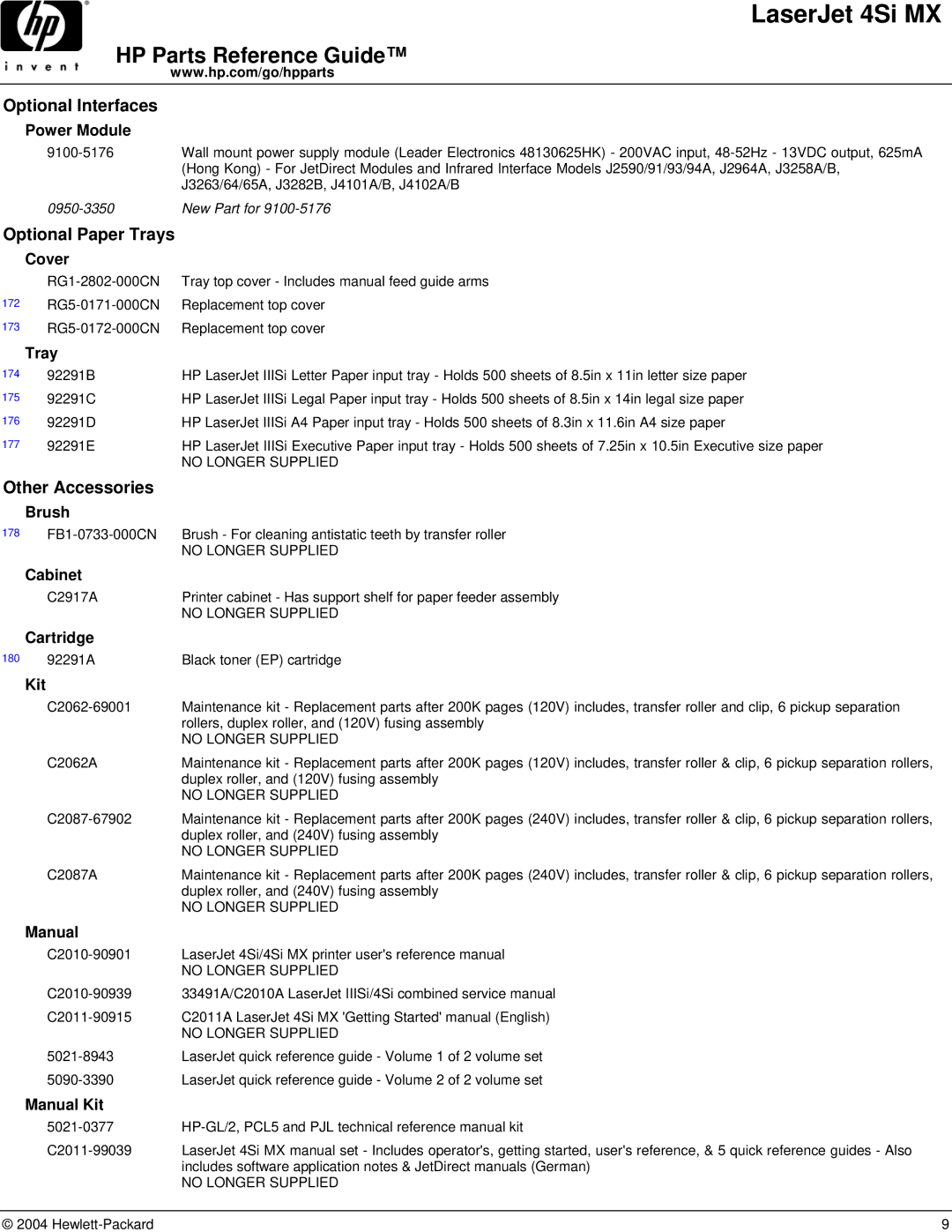 HP 4SI MX manual Optional Paper Trays, Other Accessories 