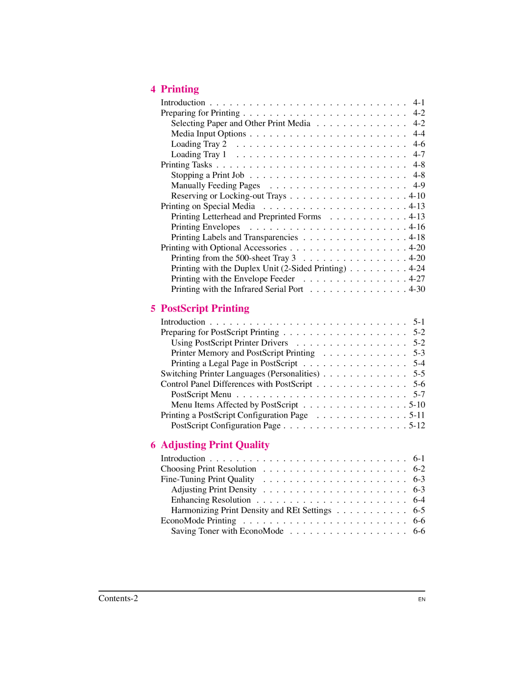 HP 5M manual Printing 