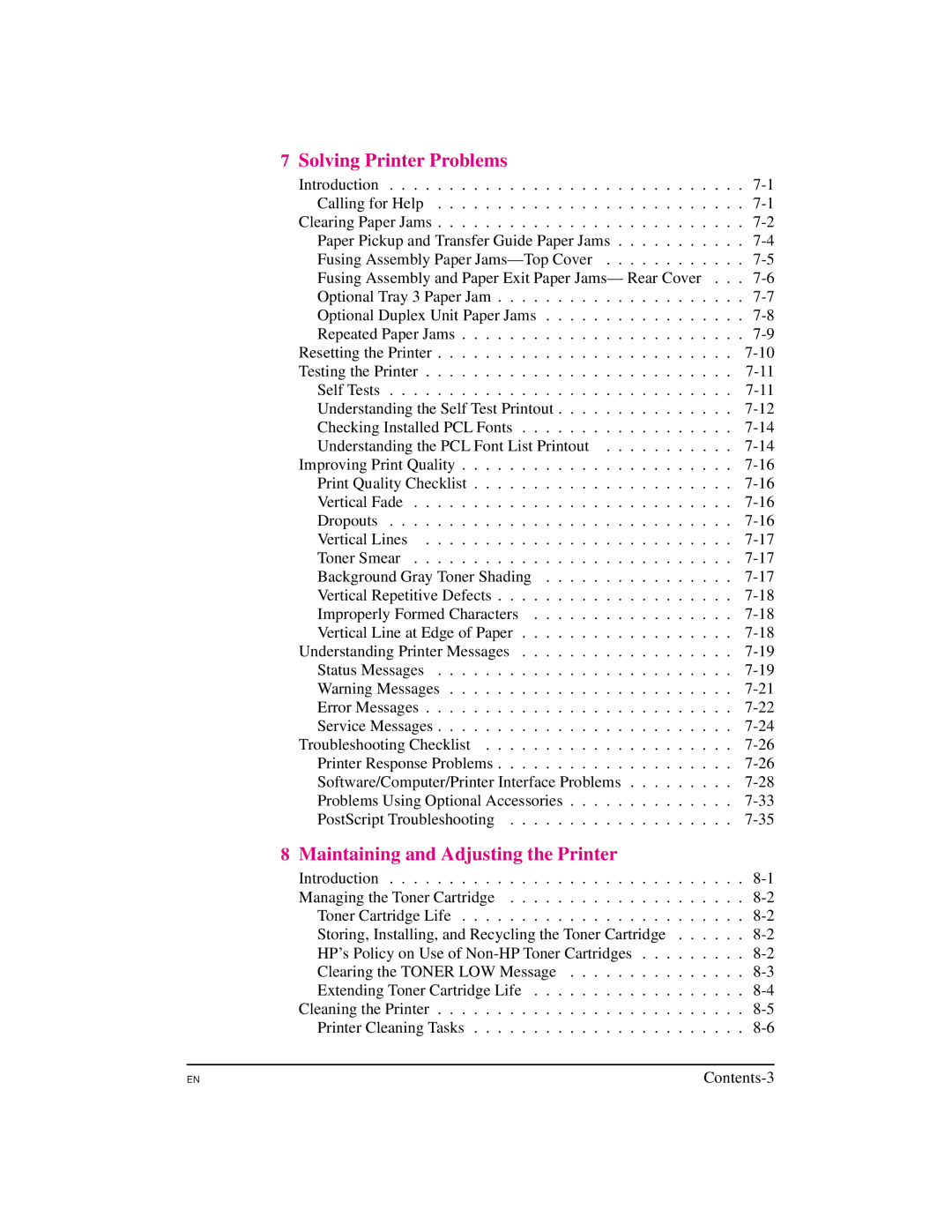 HP 5M manual Solving Printer Problems 