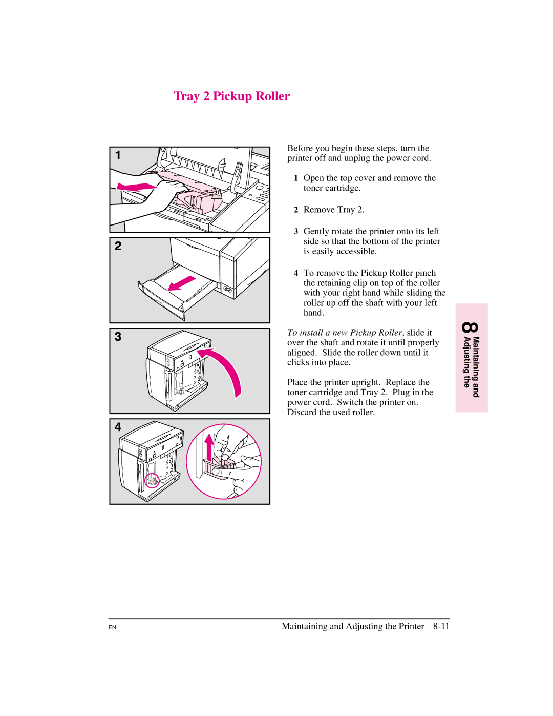 HP 5M manual Tray 2 Pickup Roller 