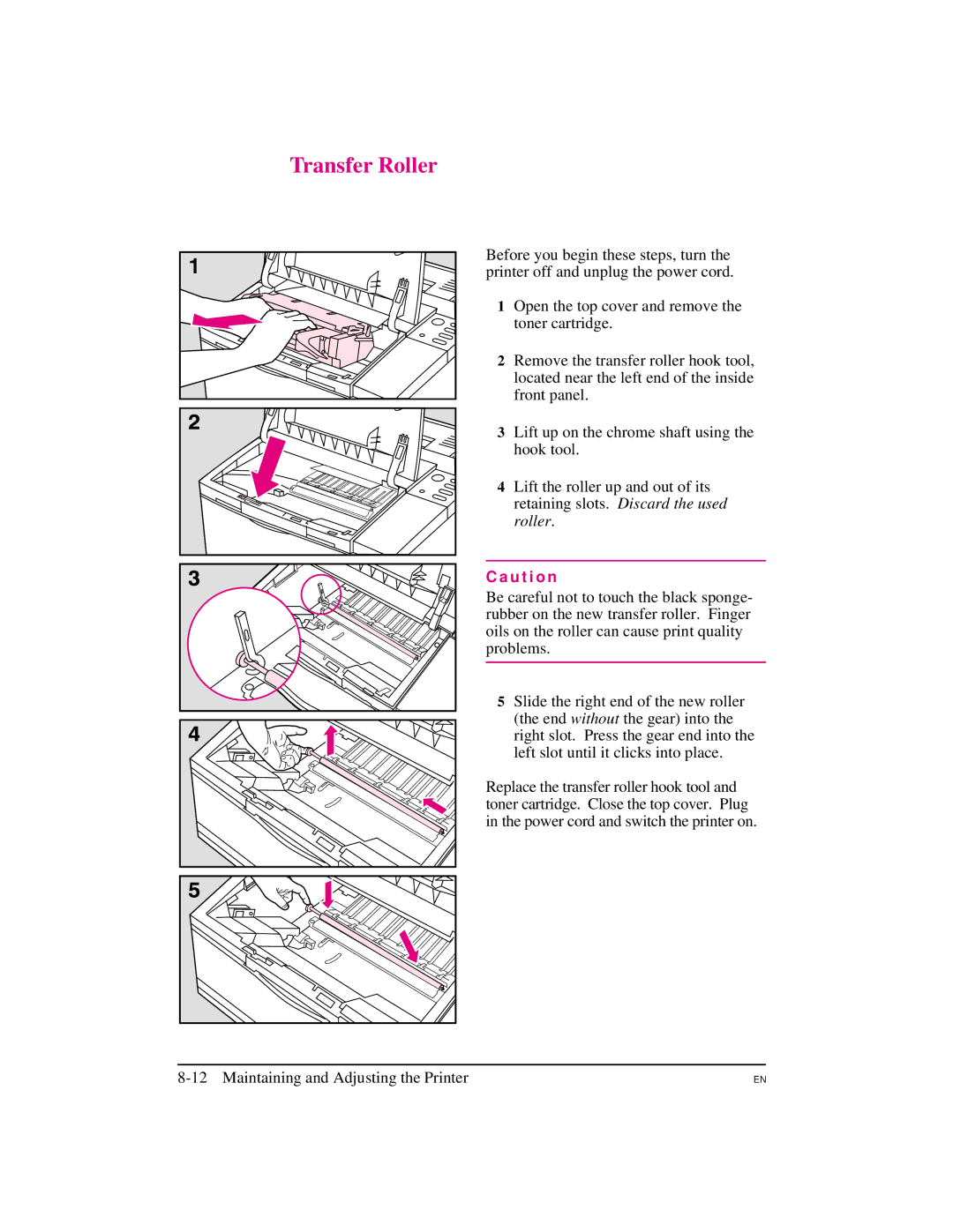 HP 5M manual Transfer Roller 