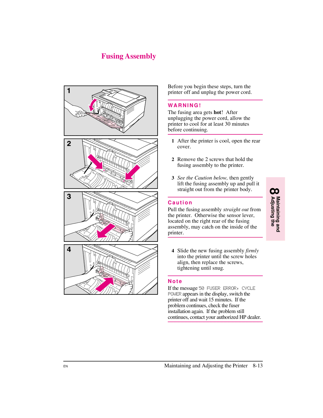 HP 5M manual Fusing Assembly 