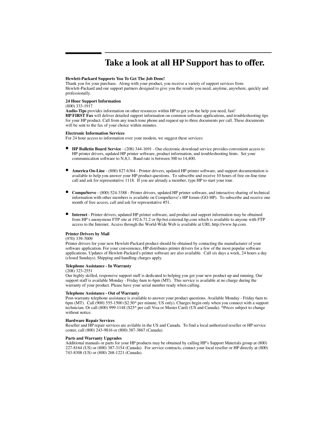 HP 5M manual Take a look at all HP Support has to offer 