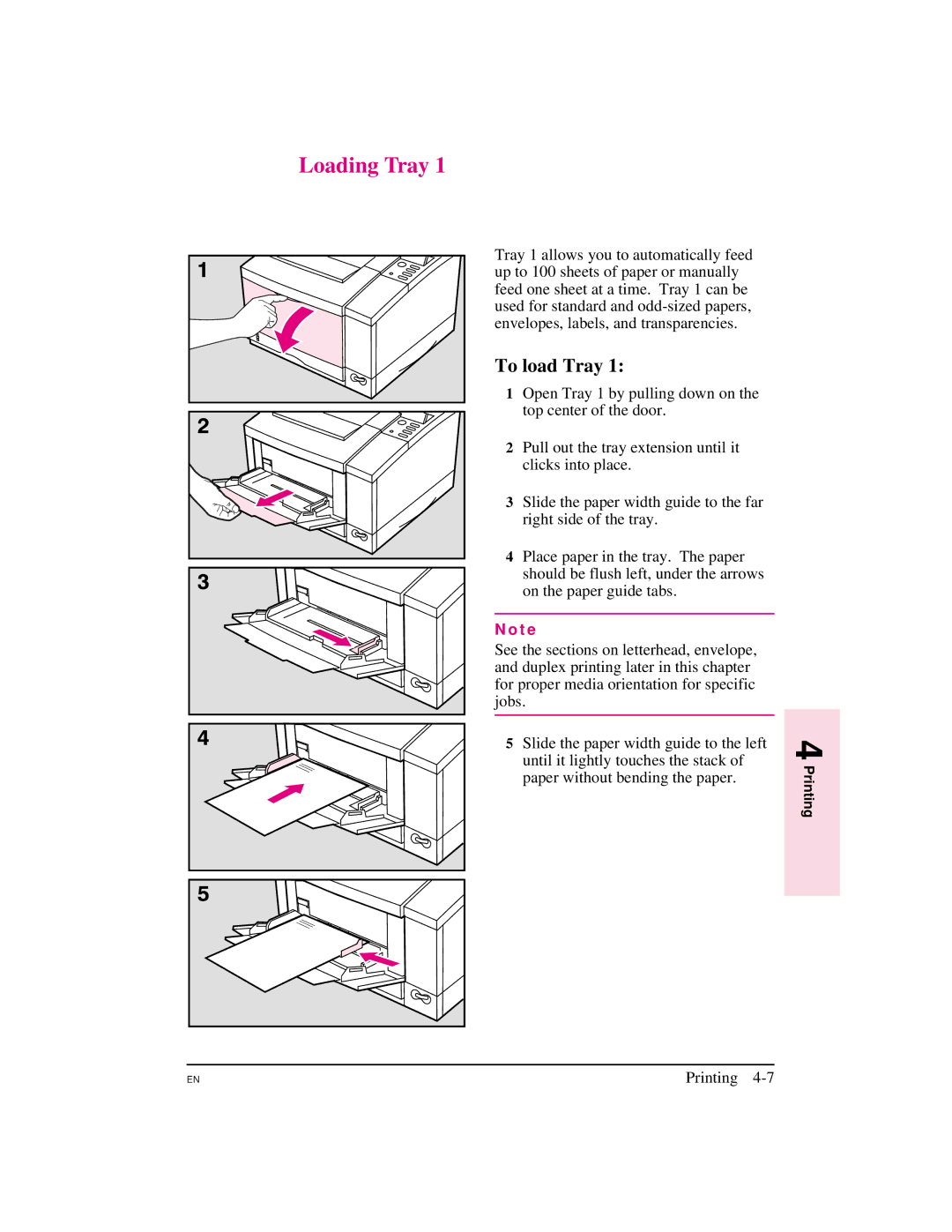 HP 5M manual Loading Tray 