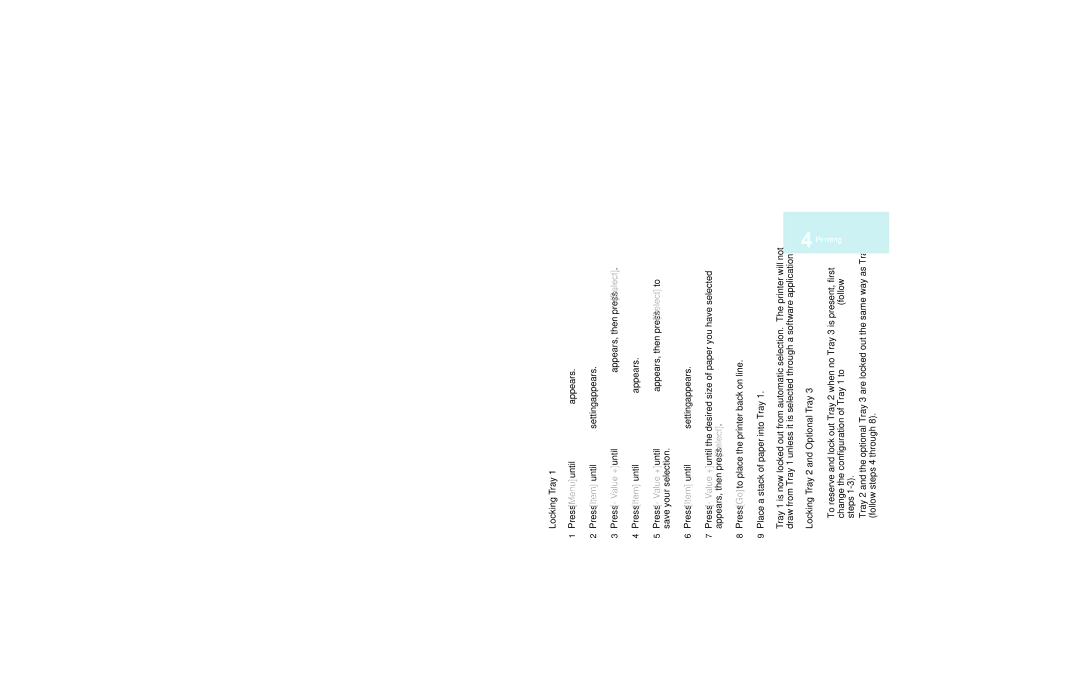 HP 5M manual To reserve and lock out Trays, Locking Tray 