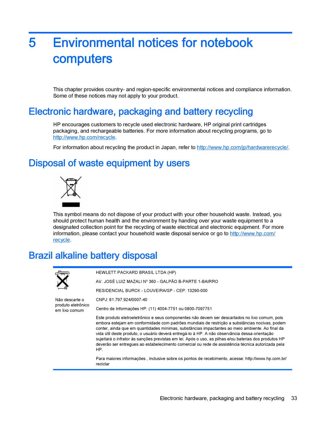 HP 500-090, 500-017c, 500-010xt, 500-000t, 500-018, 23-b390, 23-b364, 23-b329c manual Environmental notices for notebook computers 