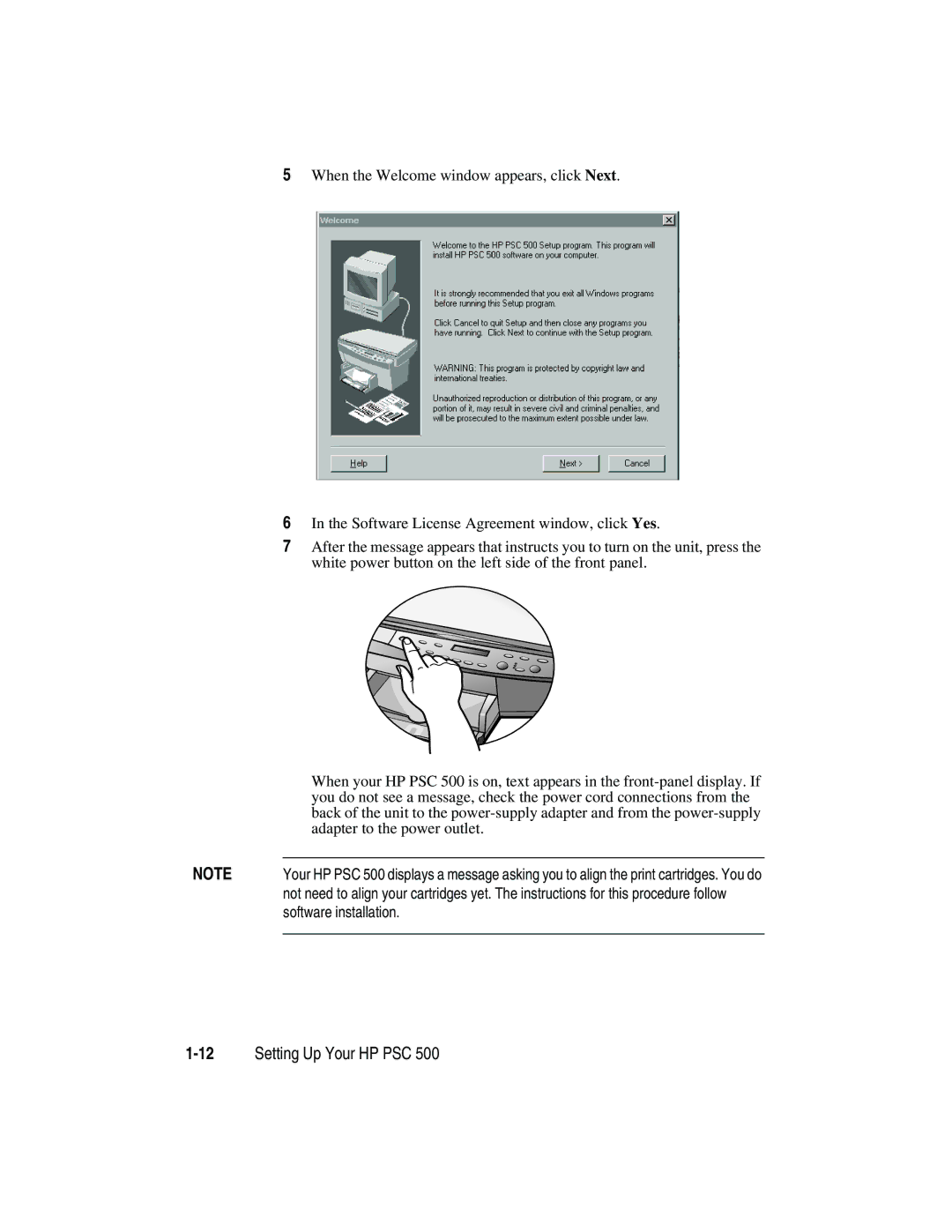 HP 500 manual 12Setting Up Your HP PSC 