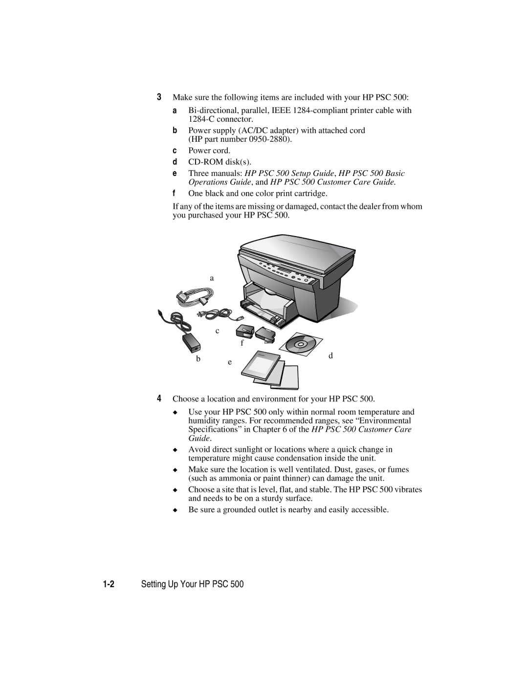 HP 500 manual 2Setting Up Your HP PSC 