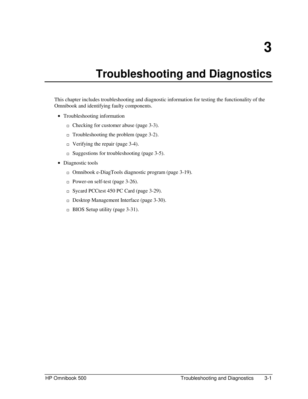 HP 500 manual Troubleshooting and Diagnostics 