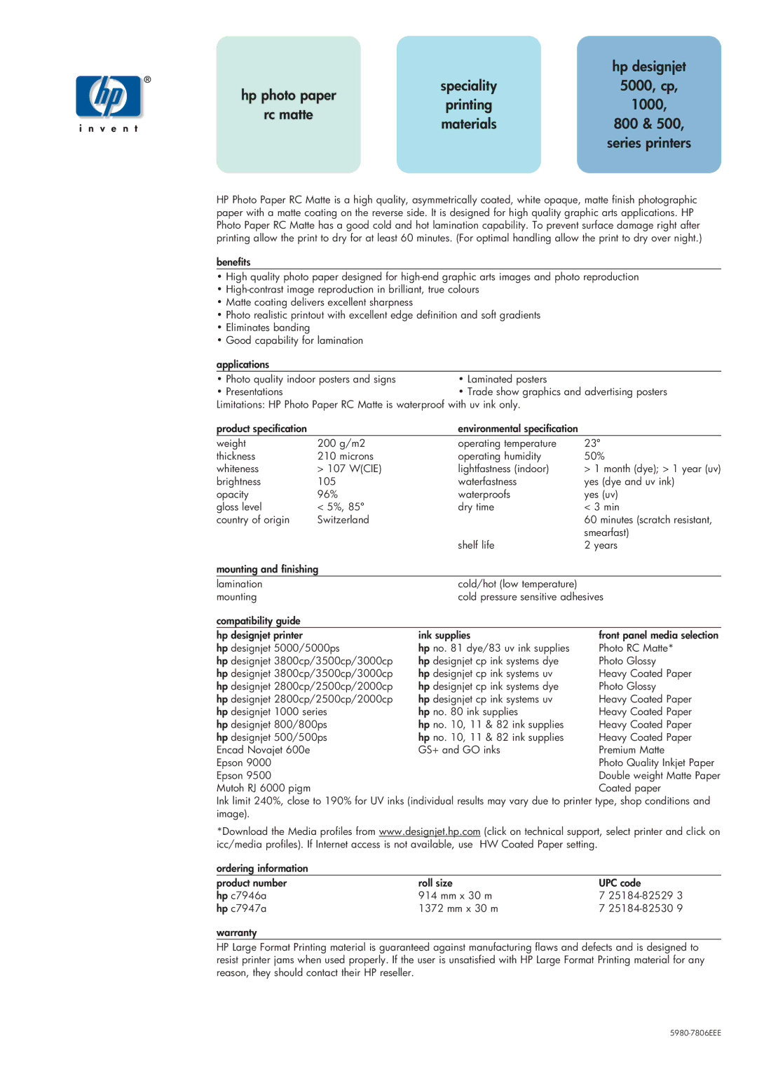 HP 5000 cp manual Hp photo paper, 5000, cp, Printing 1000, 800, Series printers 