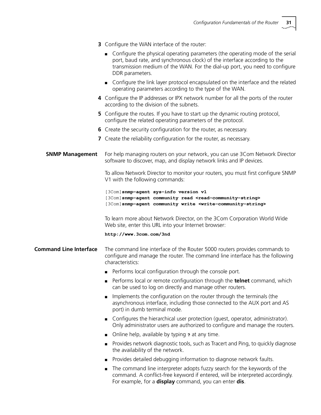 HP 5000 Router manual Configuration Fundamentals of the Router 