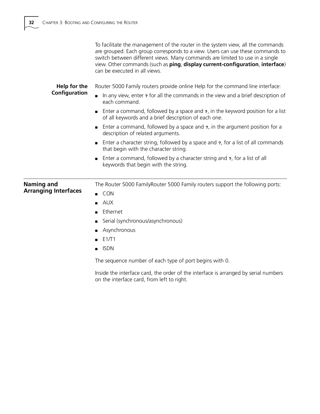 HP 5000 Router manual Naming and Arranging Interfaces, Ethernet Serial synchronous/asynchronous Asynchronous E1/T1 