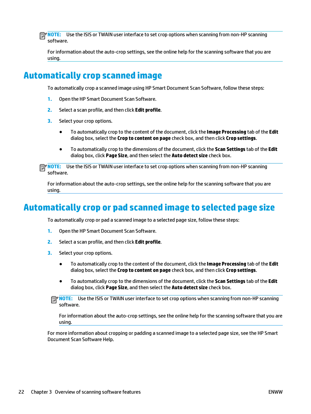 HP 5000 s2 Sheet-feed manual Automatically crop scanned image 