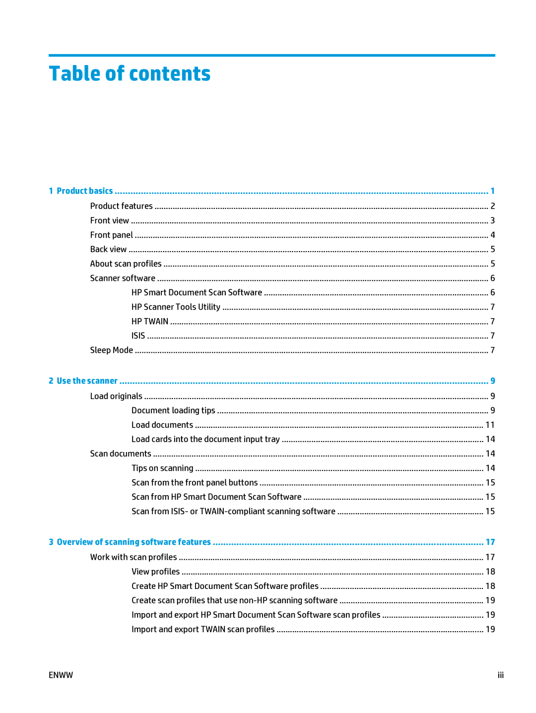 HP 5000 s2 Sheet-feed manual Table of contents 